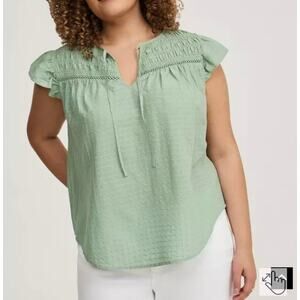 NEW Women's Torrid Multicolored Flutter Sleeve Smocked Blouse 12 Large 0